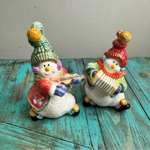 Fitz & Floyd Holiday Jamboree Snowman Salt & Pepper Shakers Christmas - Picture 3 of 16